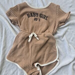 Baby Girl 20's Ribbed Romper